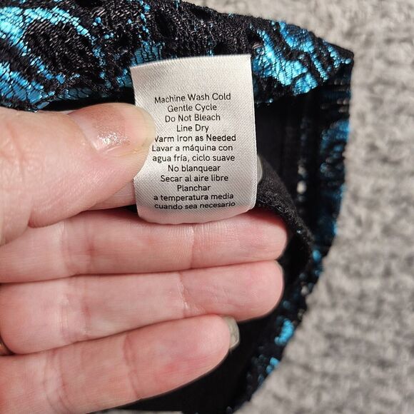 Venus Lace Off Shoulder Top‎ Women S Blue Black Y2K Witchy Whimsygoth Peasant - Picture 7 of 12